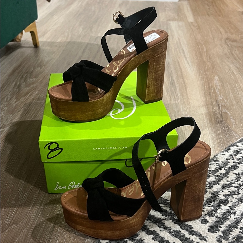 Sam Edelman Black and Brown Platform Heels
